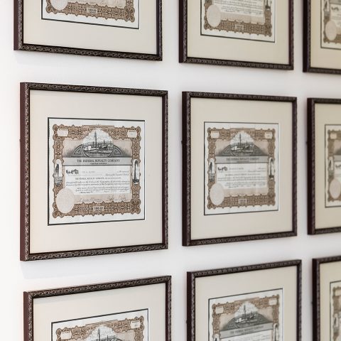 News Wall Old Stock Certificates